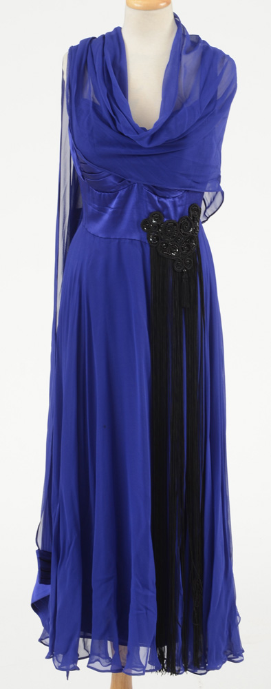 Hilary Floyd Royal Blue Embellished Dress and Matching Shawl from "Dancing for the Stars"