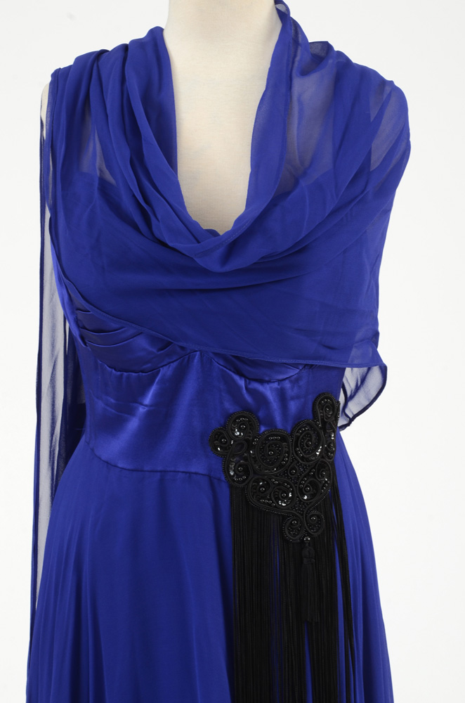 Hilary Floyd Royal Blue Embellished Dress and Matching Shawl from "Dancing for the Stars"