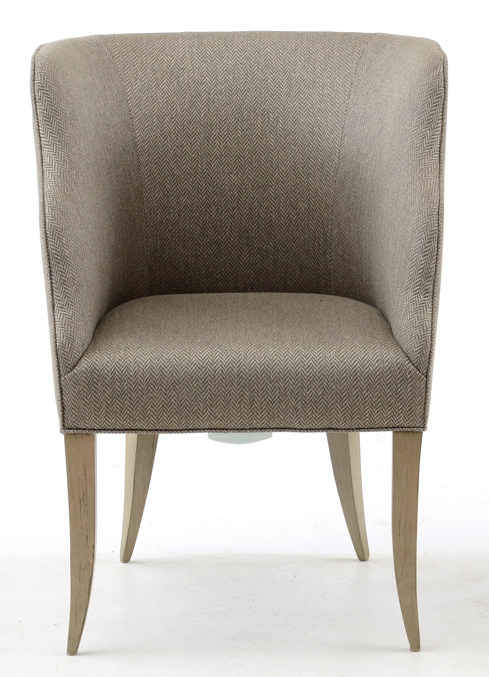 Herringbone Tweed Barrel Back Arm Chairs