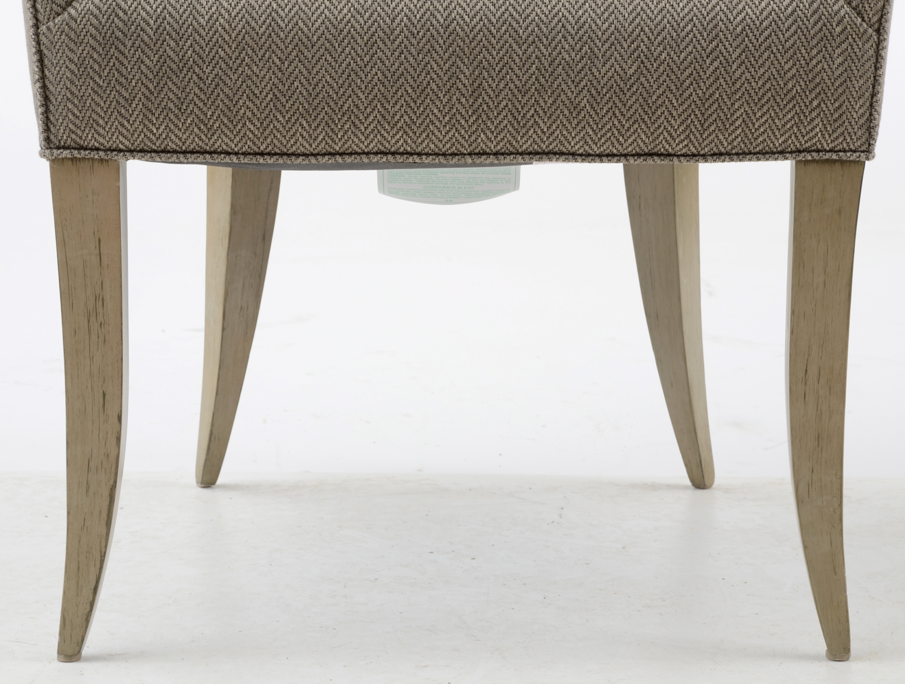 Herringbone Tweed Barrel Back Arm Chairs