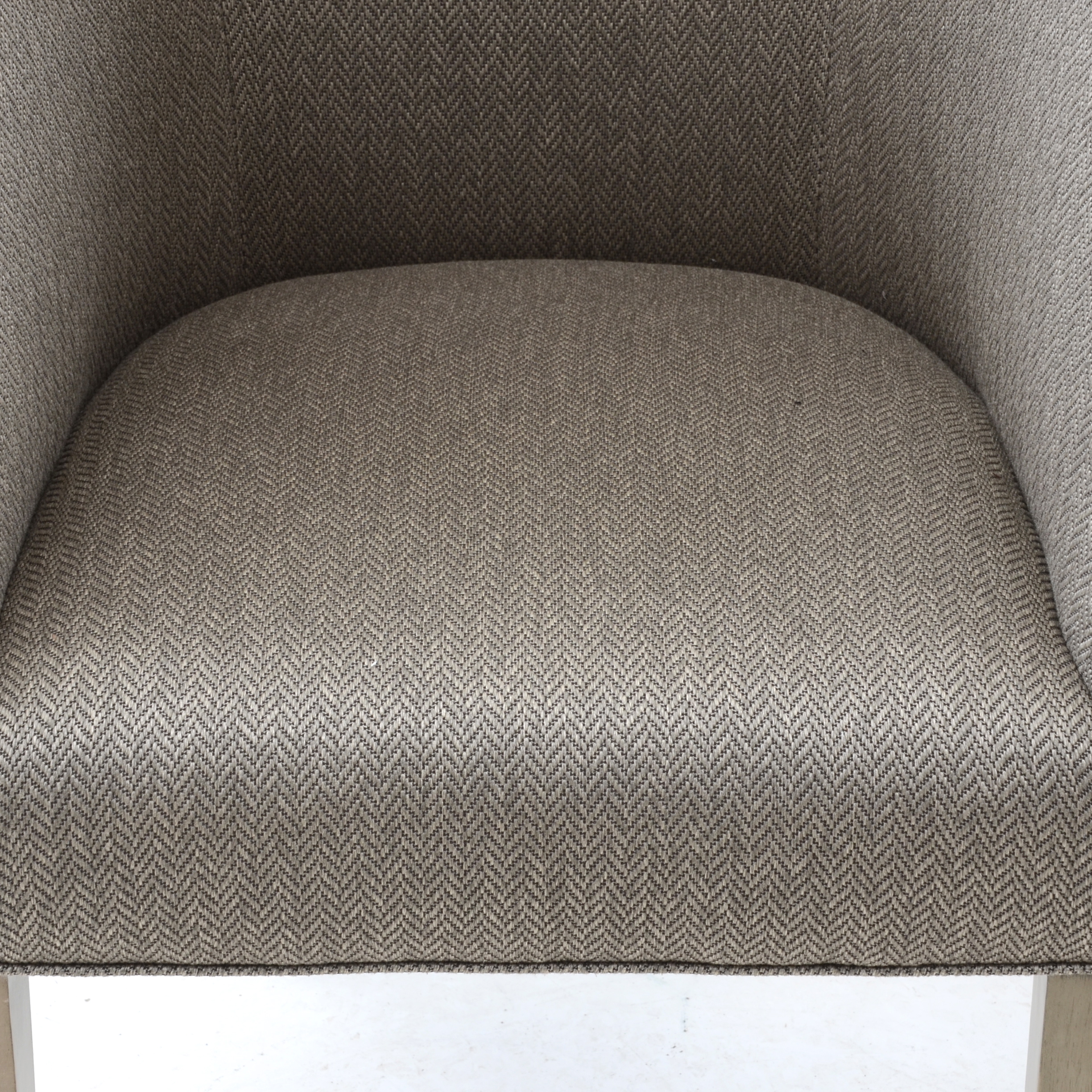 Herringbone Tweed Barrel Back Arm Chairs