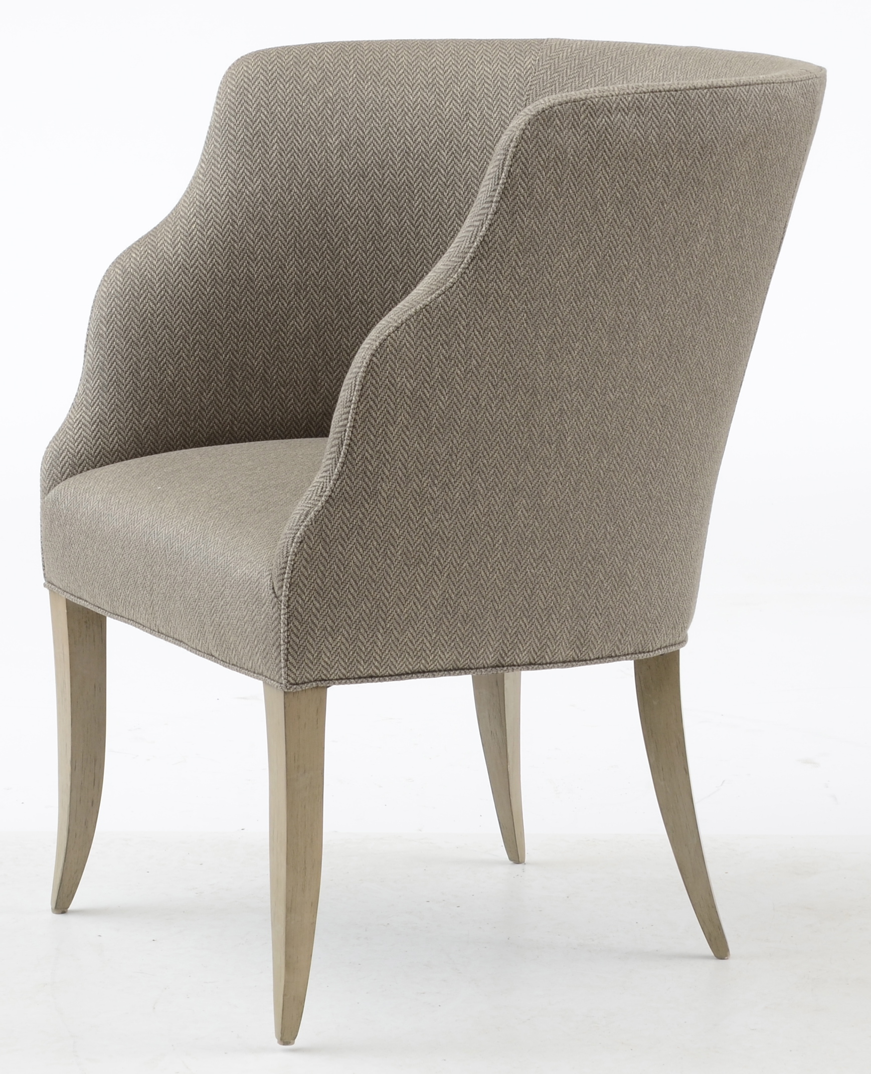 Herringbone Tweed Barrel Back Arm Chairs