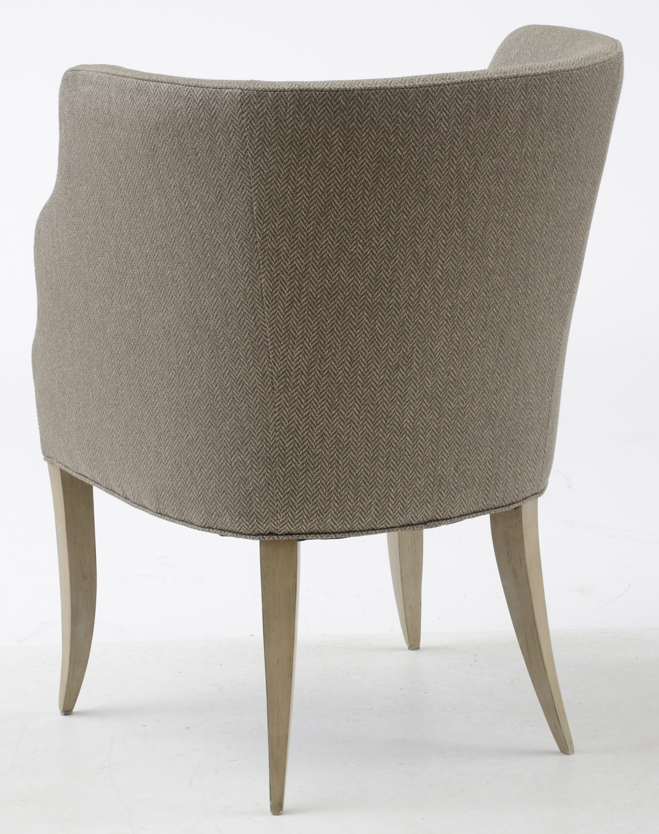 Herringbone Tweed Barrel Back Arm Chairs