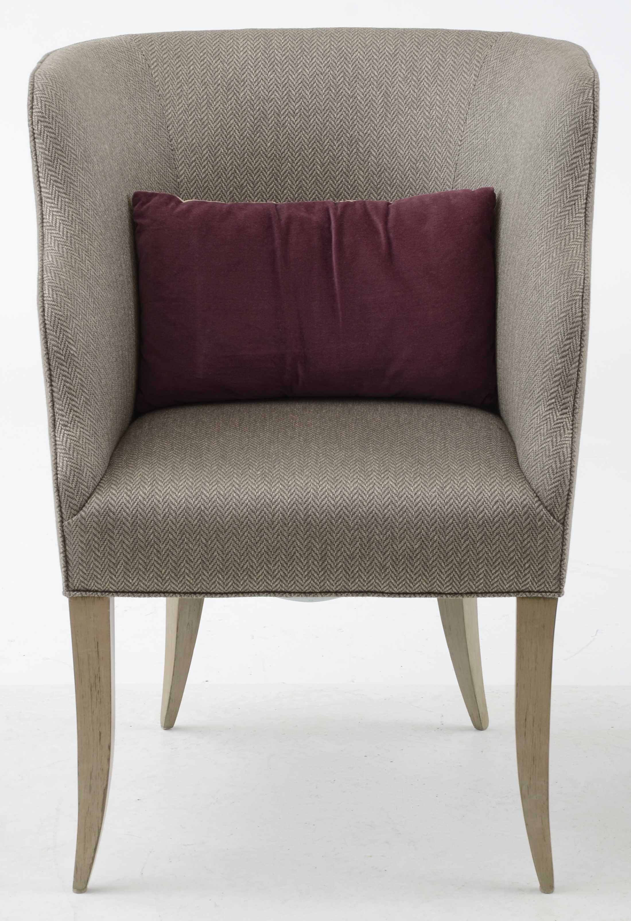 Herringbone Tweed Barrel Back Arm Chairs