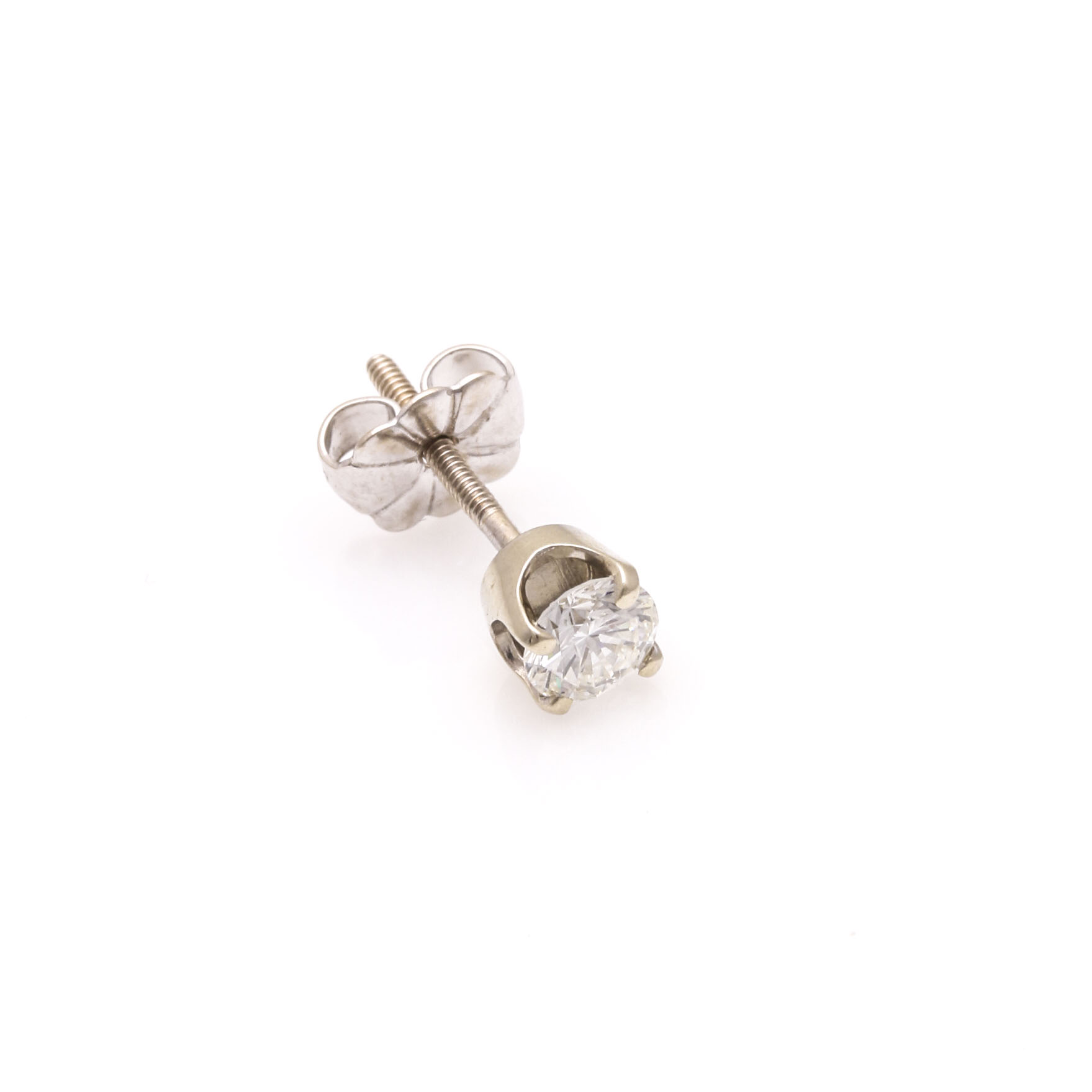 14K White Gold Diamond Stud Earring