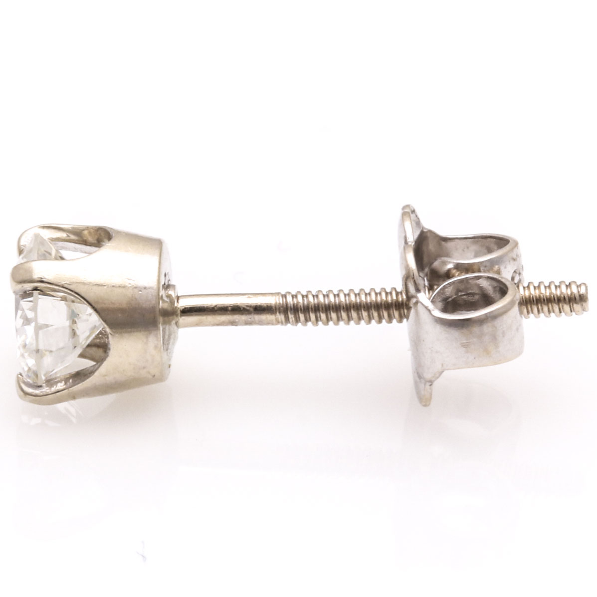 14K White Gold Diamond Stud Earring