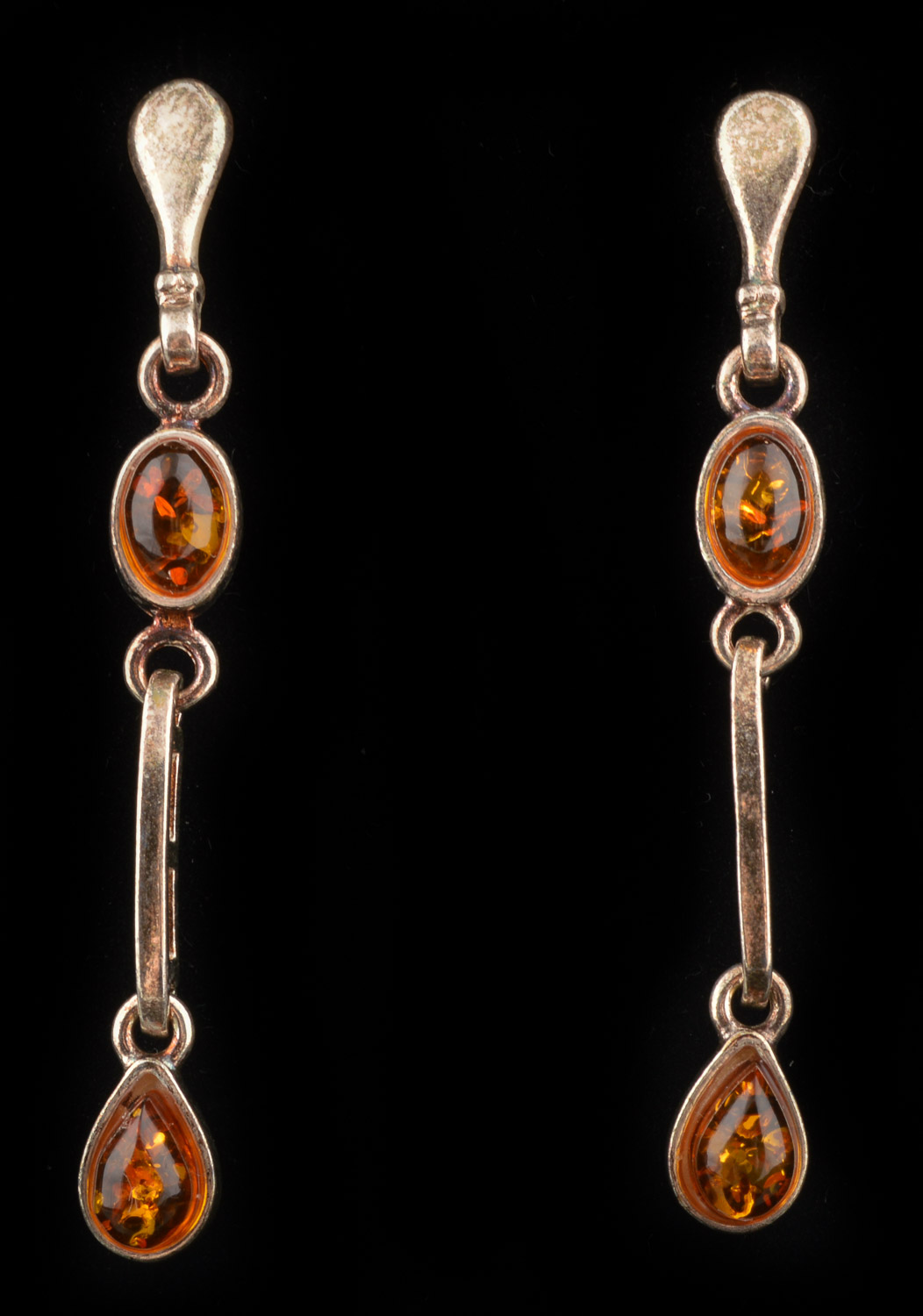 Sterling Silver and Amber Necklace and Earring Set