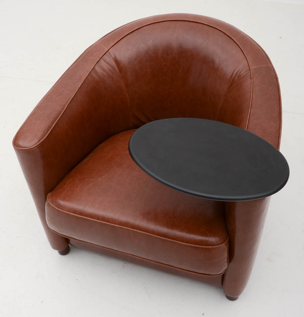 Pair of Steelcase "Coalesse" Leather Armchairs with Tablets