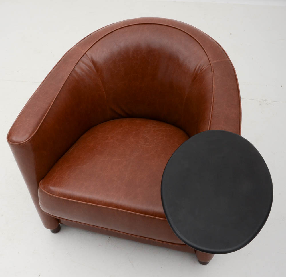 Pair of Steelcase "Coalesse" Leather Armchairs with Tablets