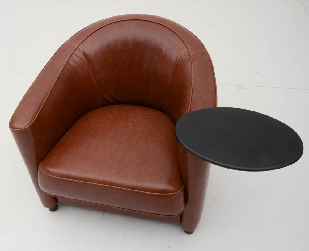 Pair of Steelcase "Coalesse" Leather Armchairs with Tablets