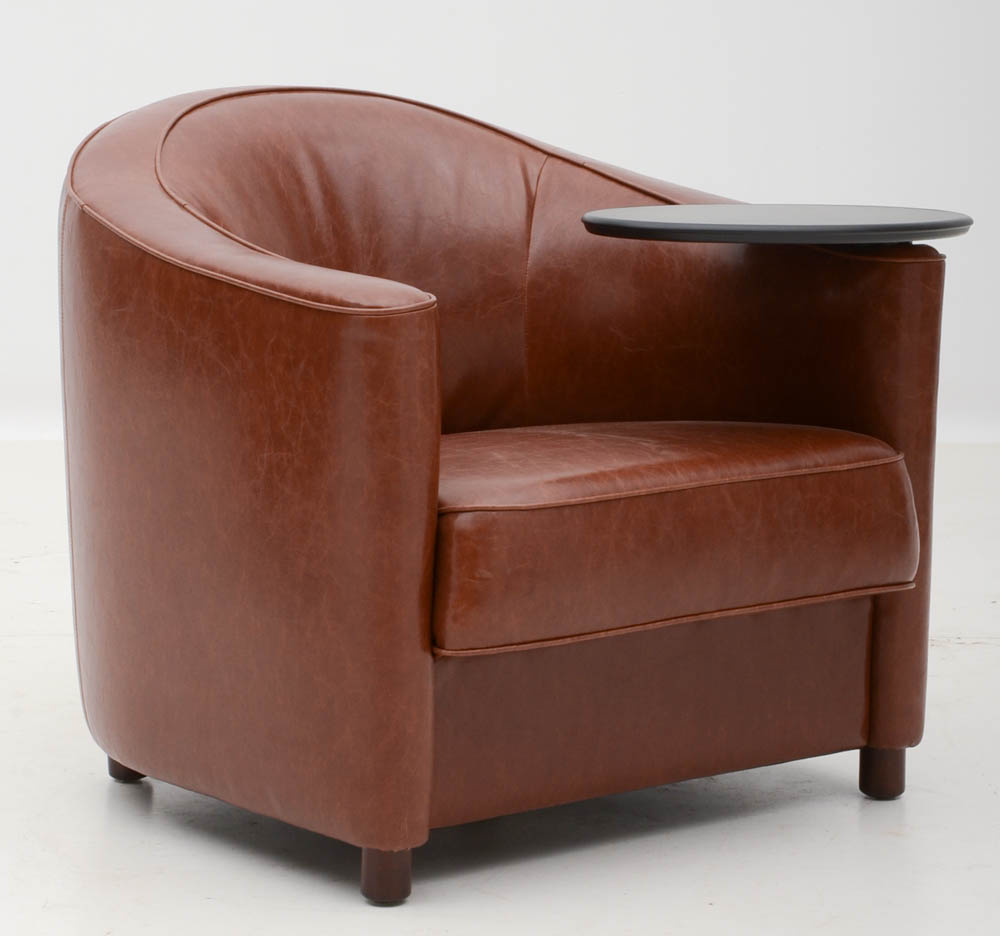 Pair of Steelcase "Coalesse" Leather Armchairs with Tablets