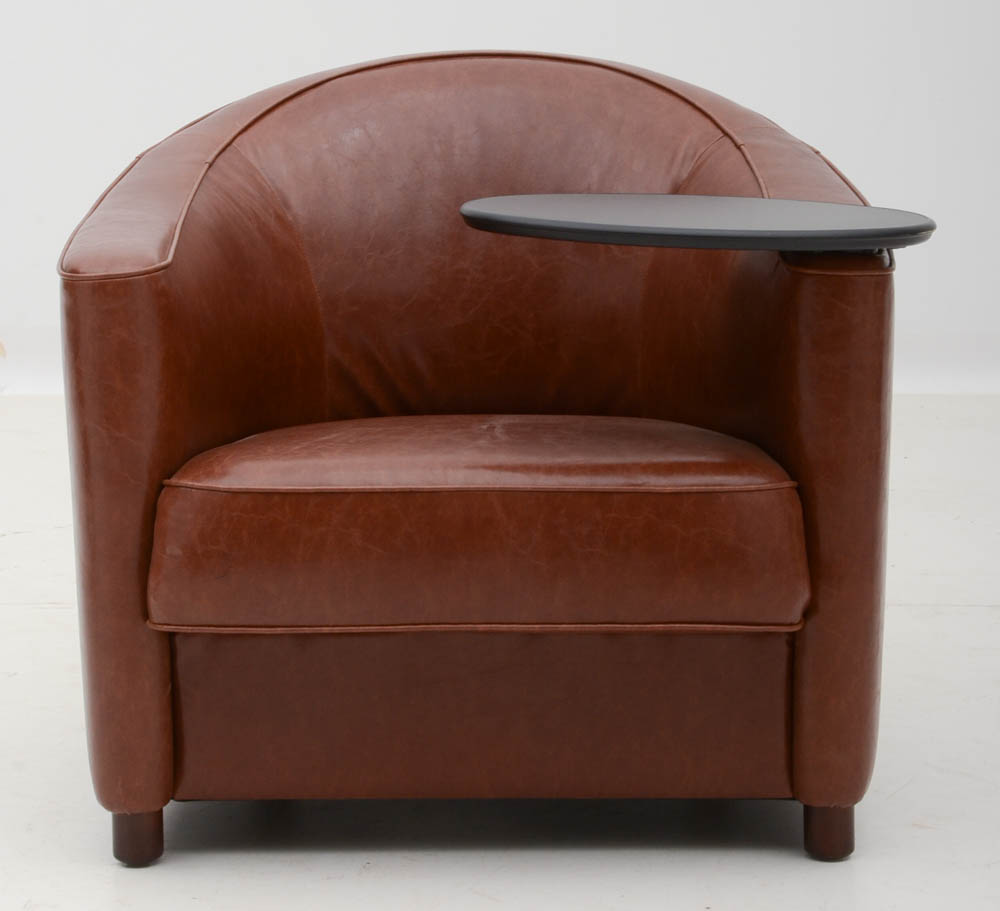 Pair of Steelcase "Coalesse" Leather Armchairs with Tablets