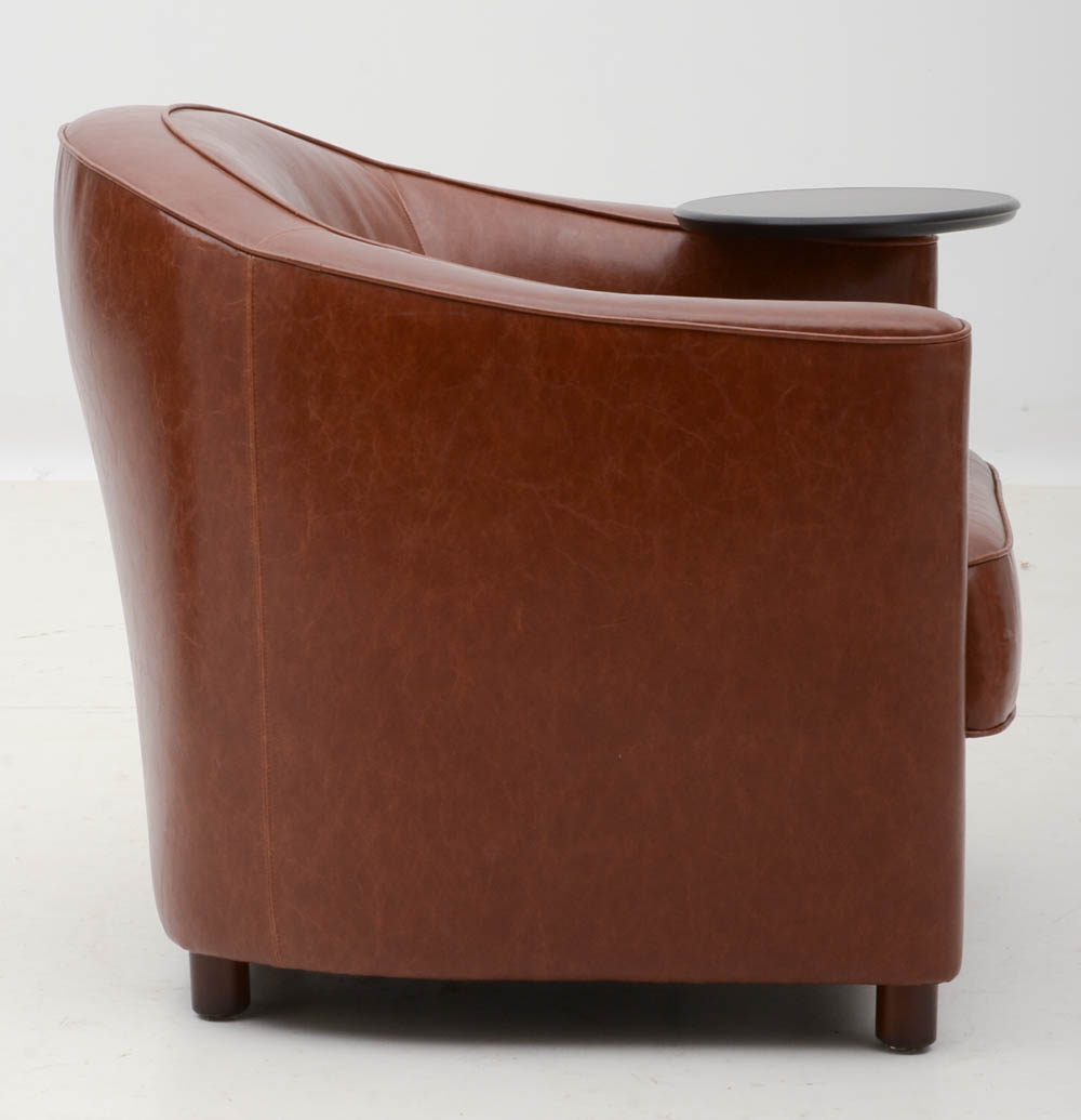 Pair of Steelcase "Coalesse" Leather Armchairs with Tablets