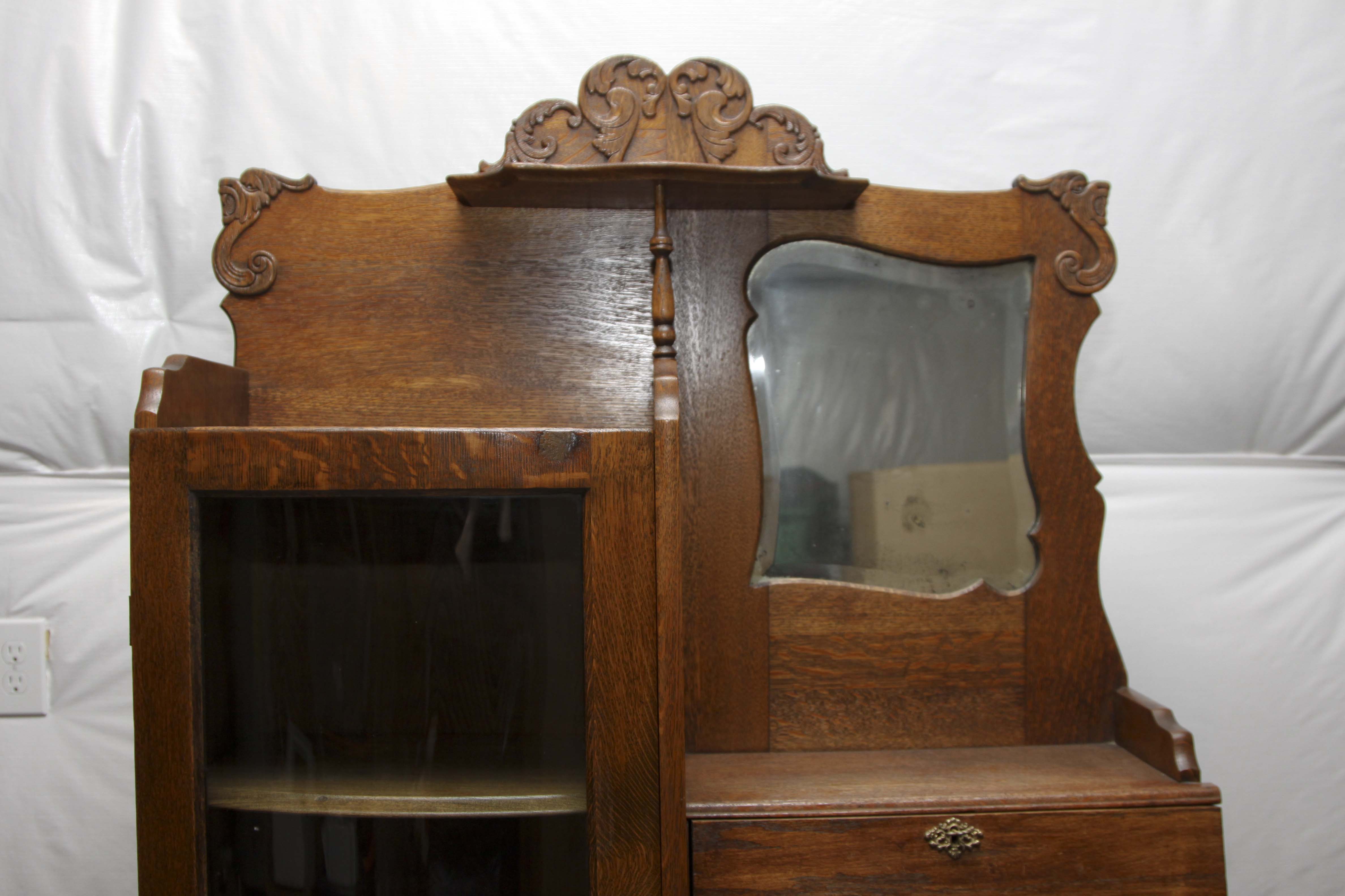 Antique Oak China Cabinet and Secretary
