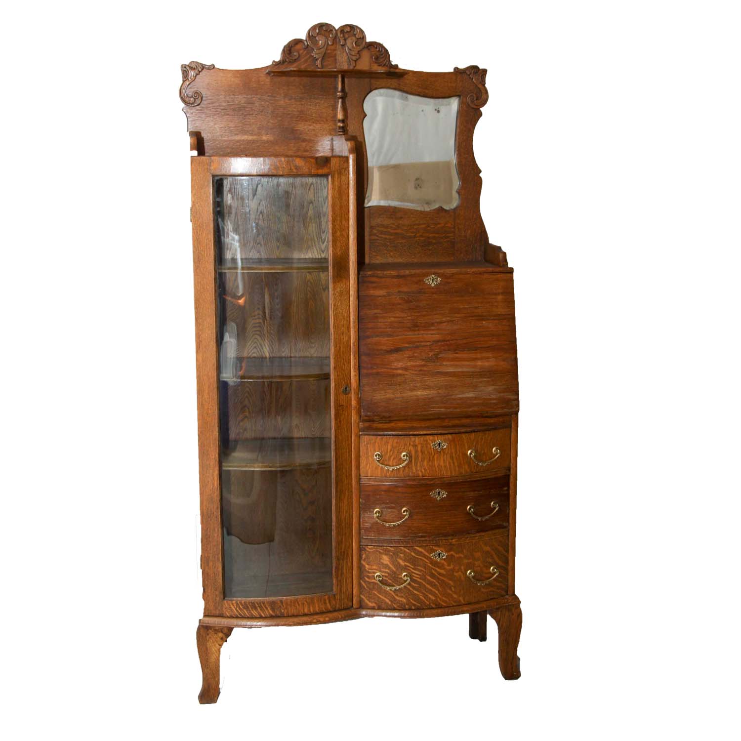 Antique Oak China Cabinet and Secretary
