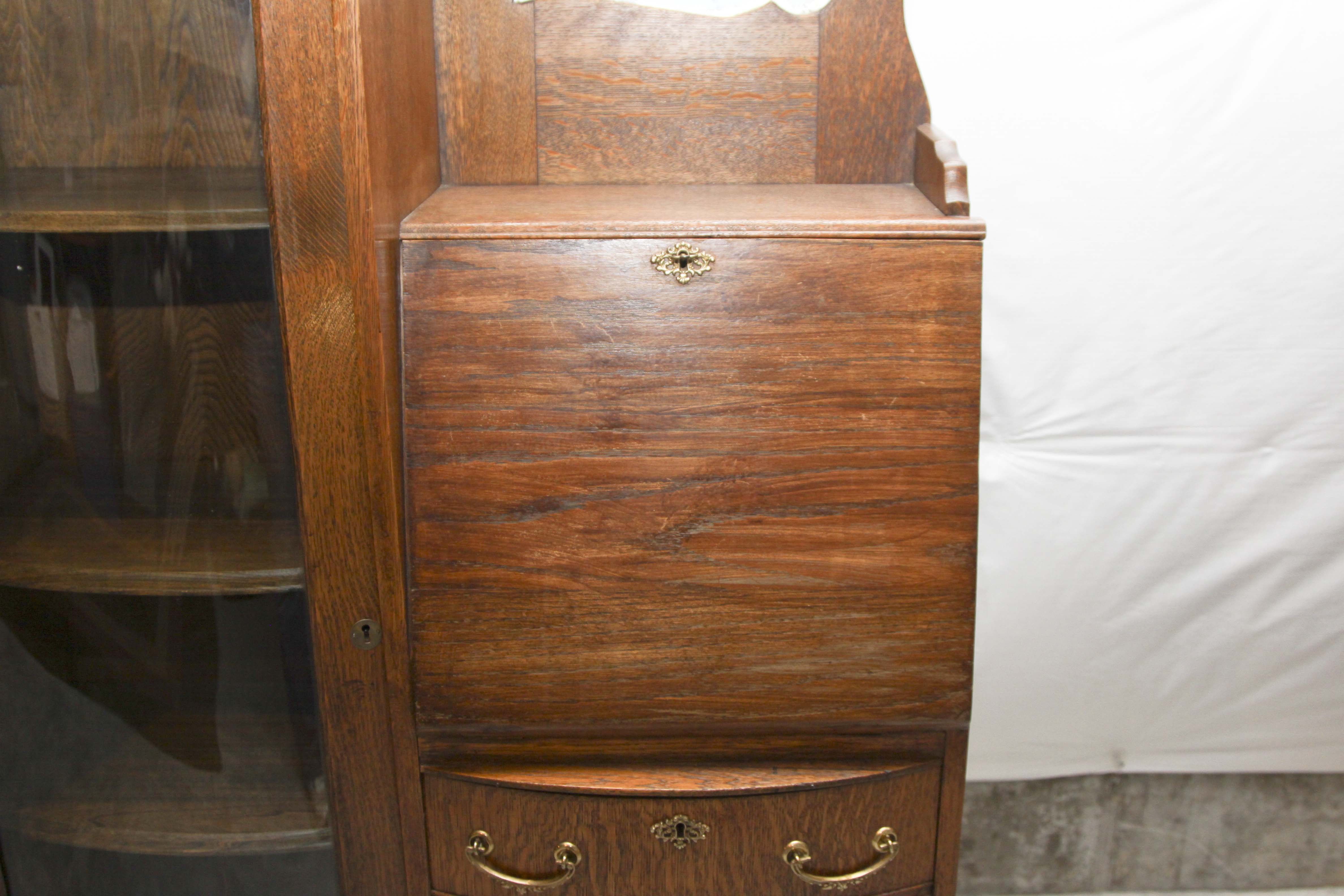 Antique Oak China Cabinet and Secretary