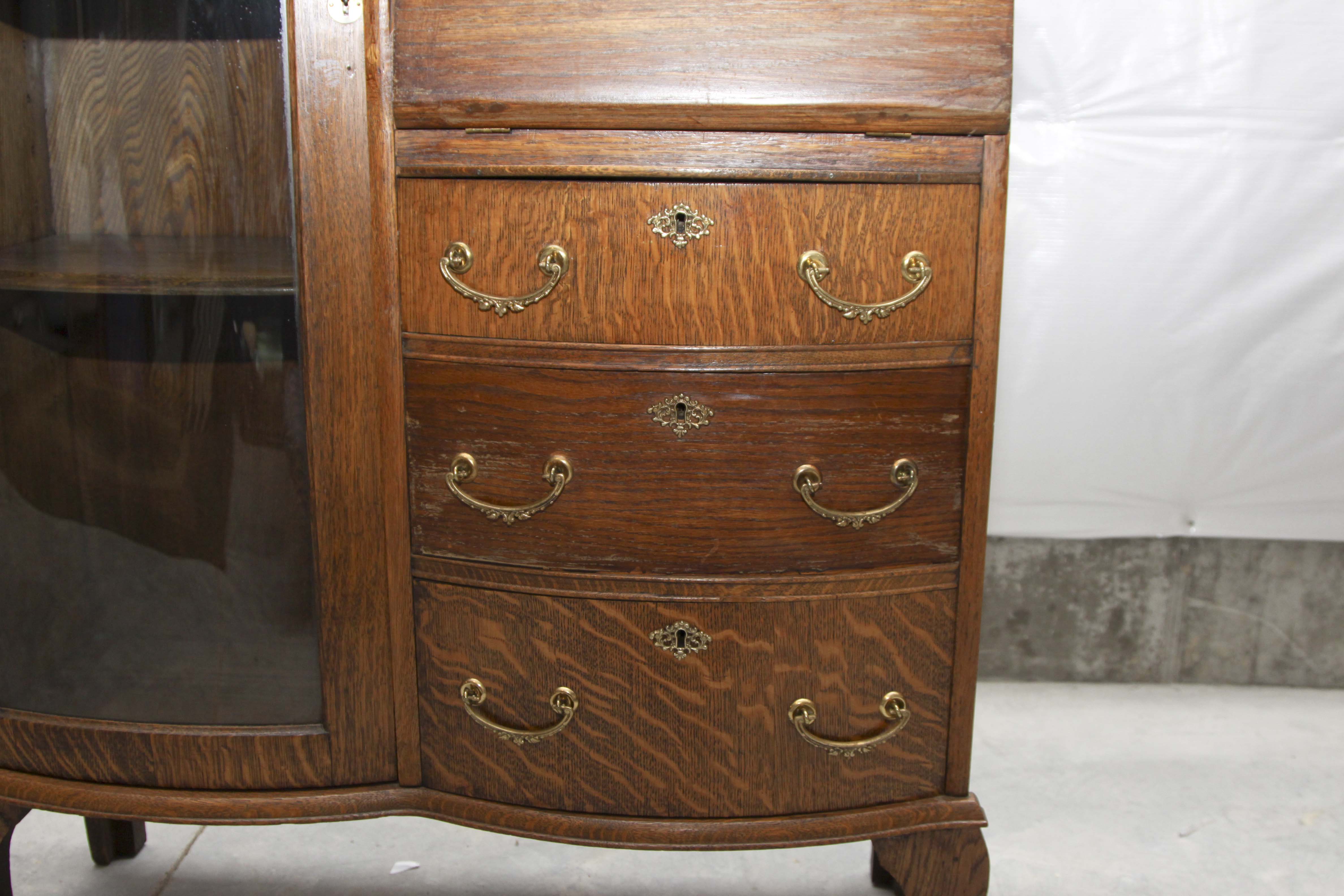 Antique Oak China Cabinet and Secretary