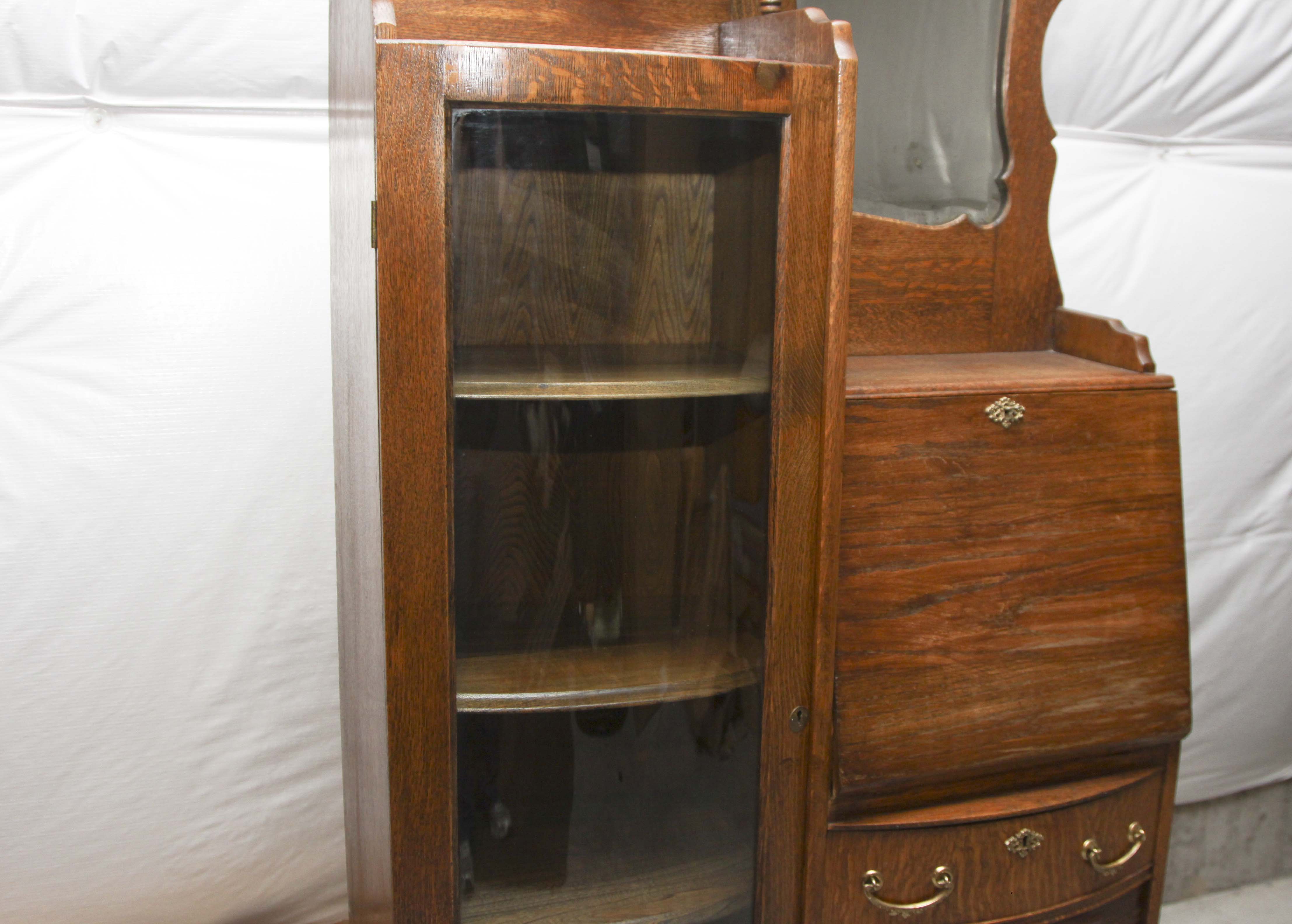 Antique Oak China Cabinet and Secretary