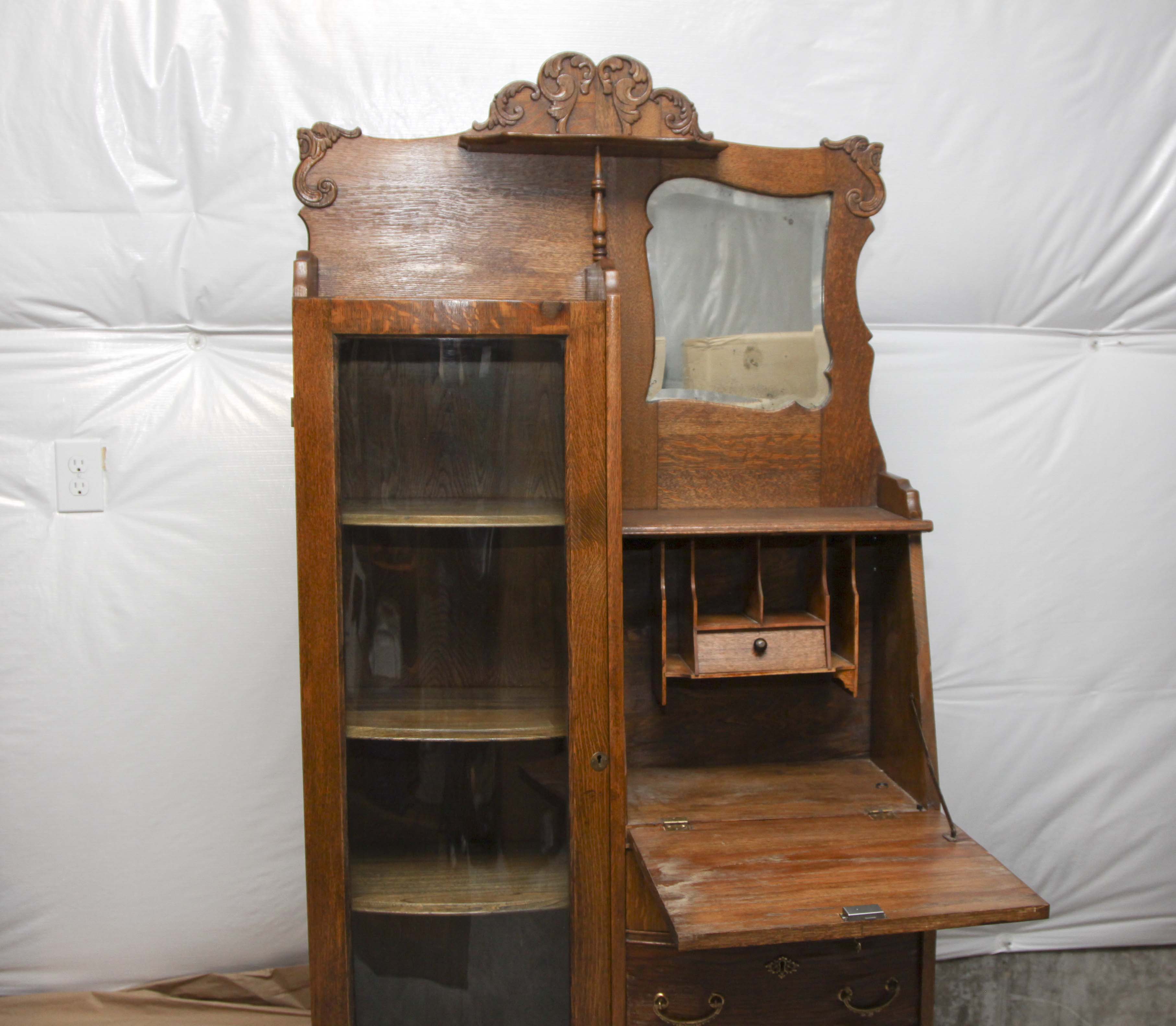 Antique Oak China Cabinet and Secretary