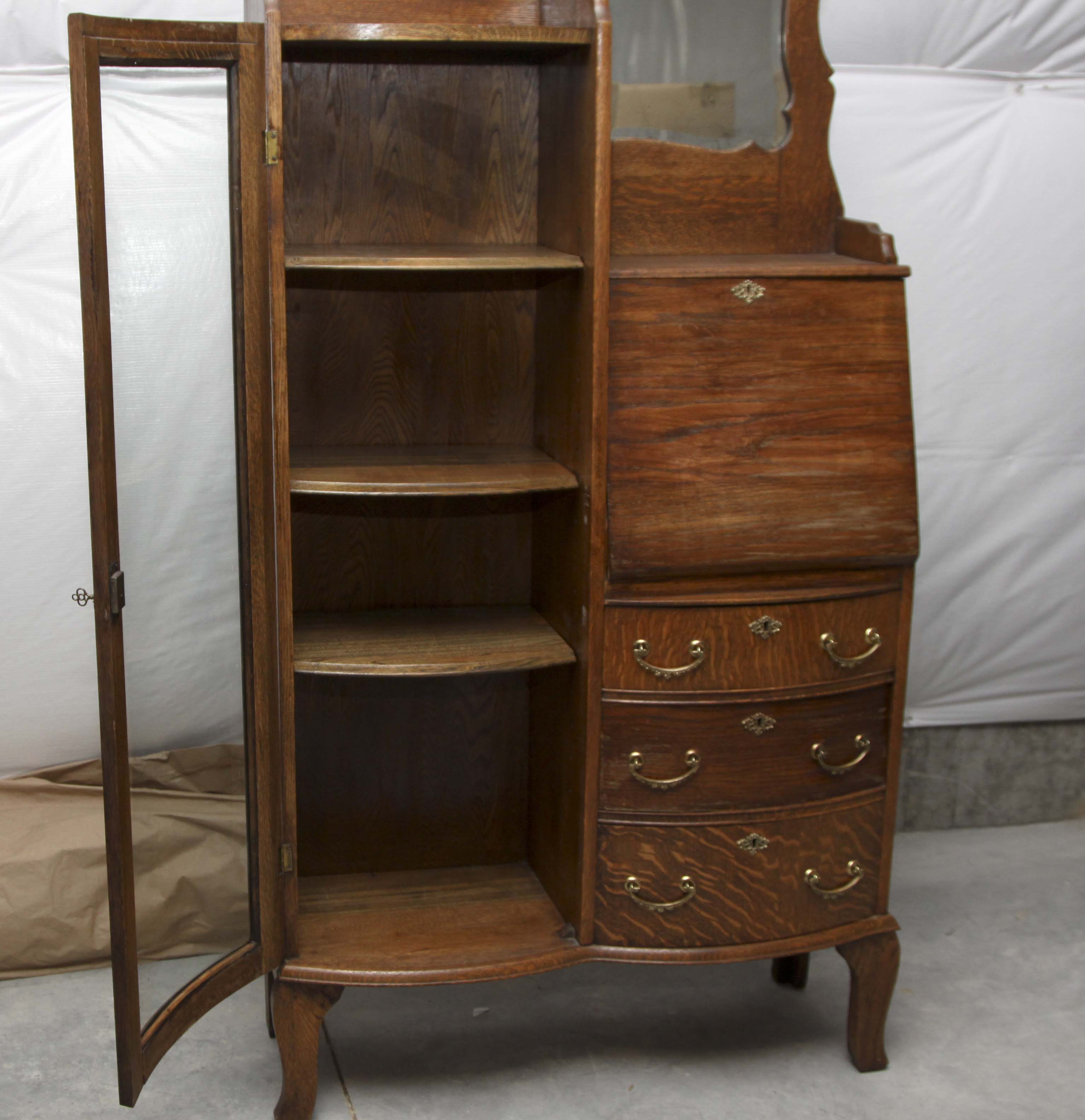 Antique Oak China Cabinet and Secretary