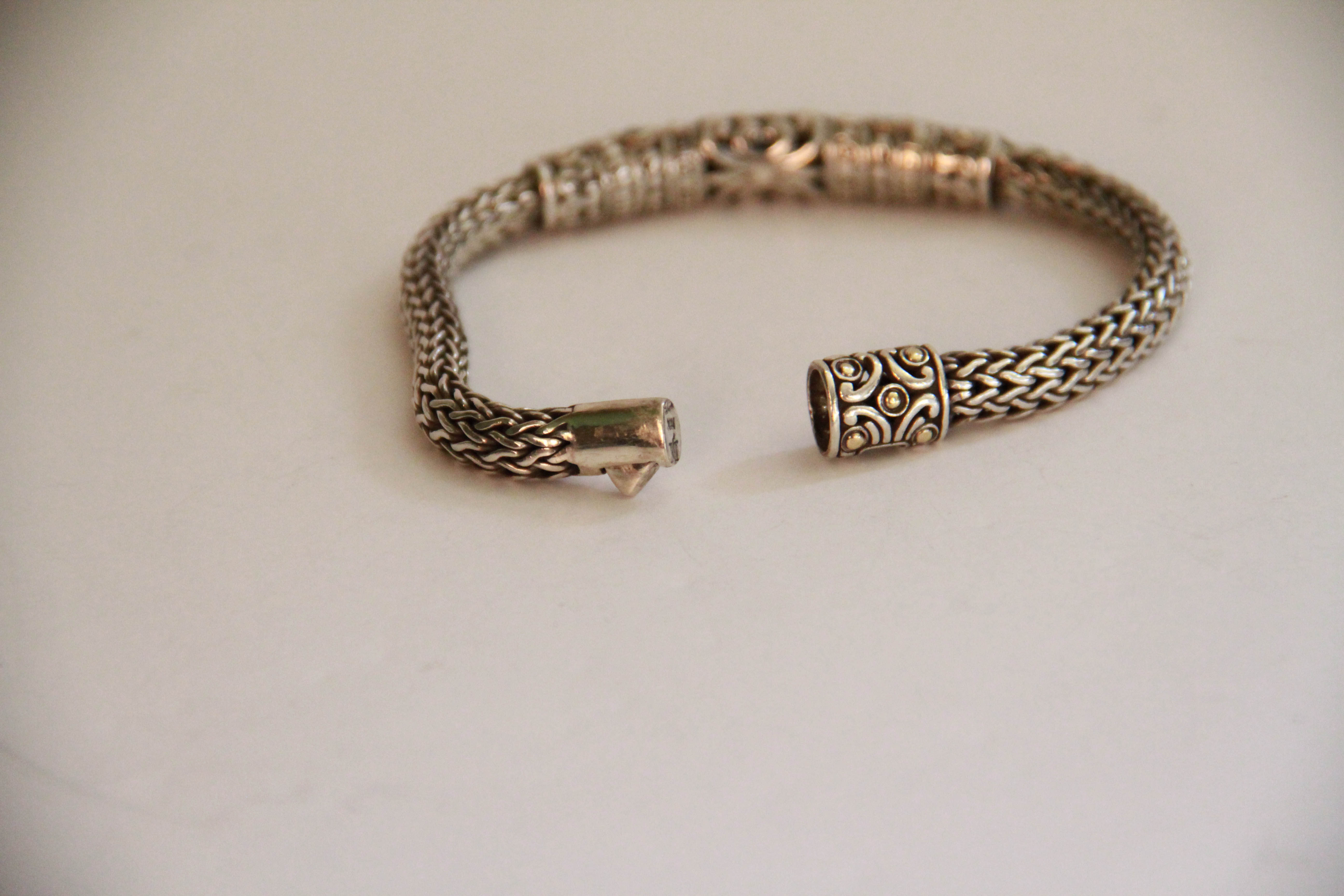 John Hardy 18K and Sterling Silver Bracelet With Gem Stones