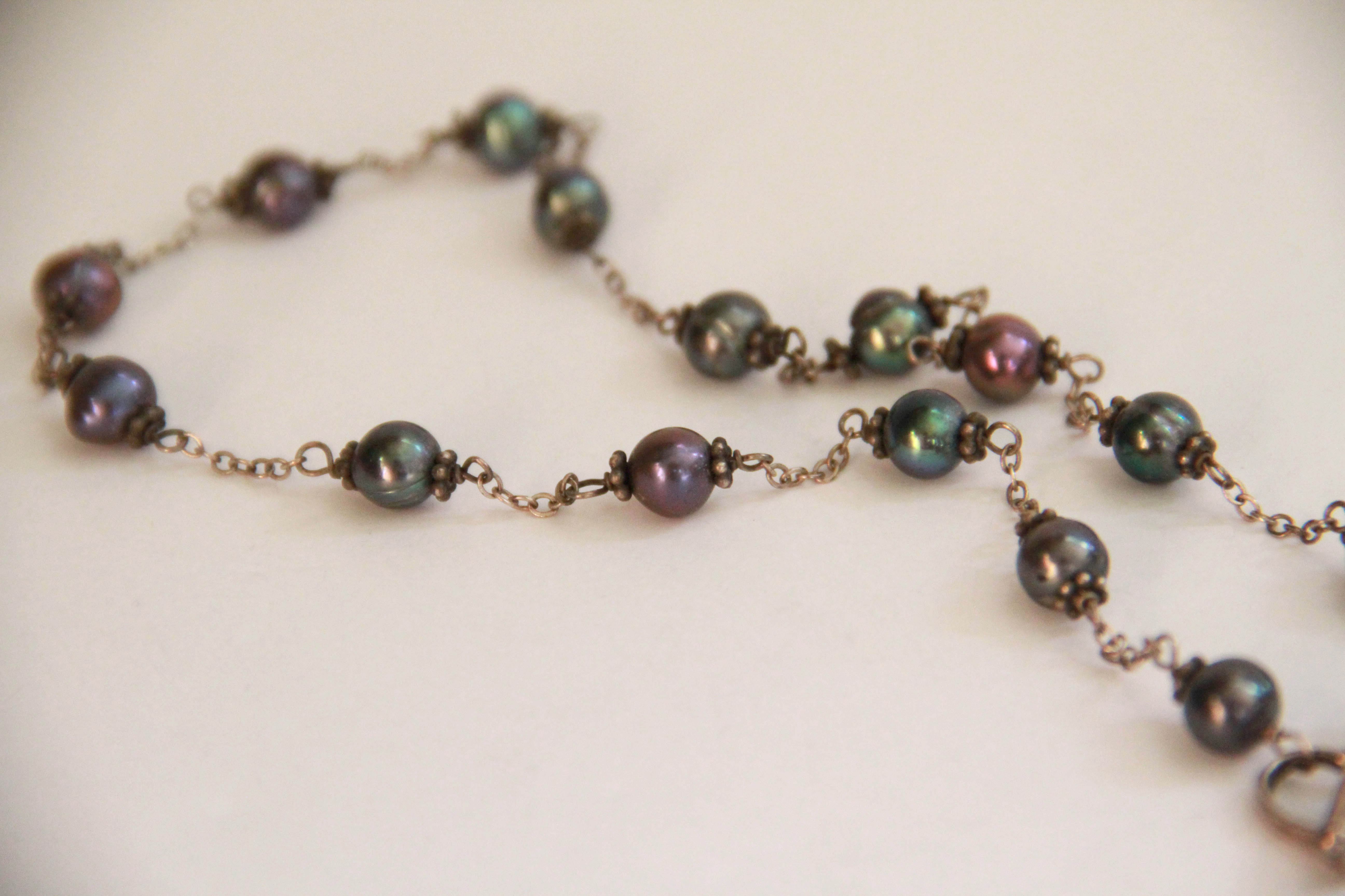 Tahitian Pearl and Sterling Silver Set