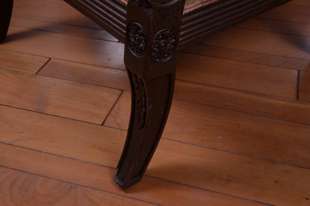 Upholstered Wood Carved Armchair with Vintage Frame