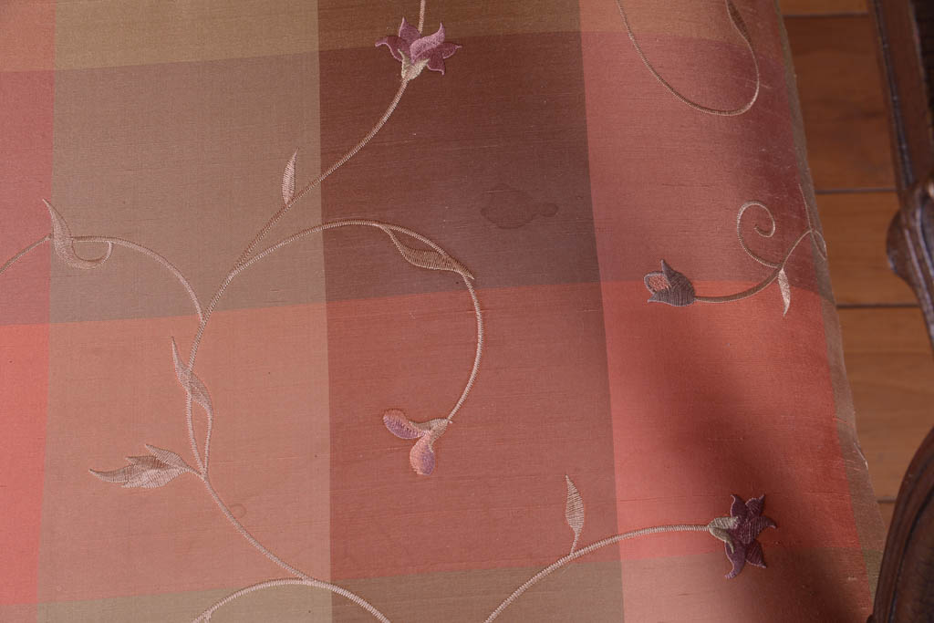 Upholstered Wood Carved Armchair with Vintage Frame