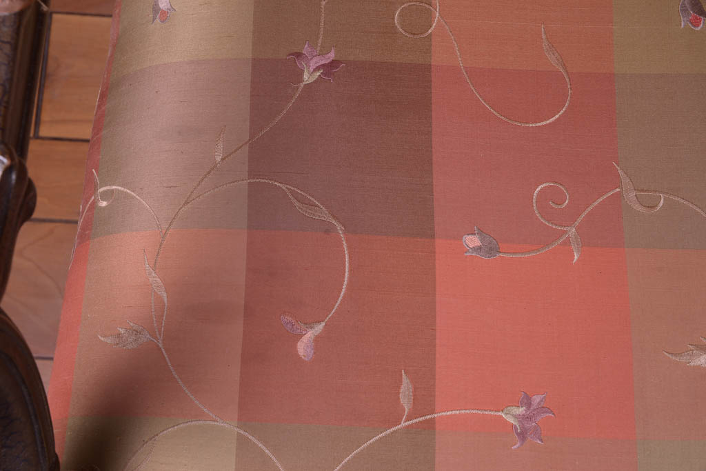 Upholstered Wood Carved Armchair with Vintage Frame