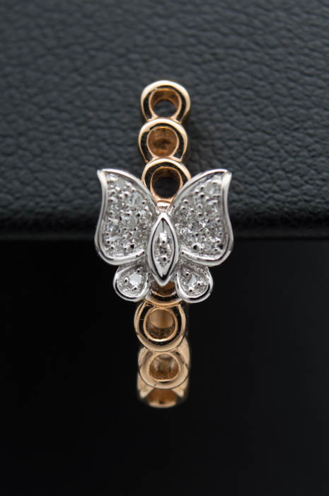 14K Two-Tone Gold and Diamond Butterfly Earrings