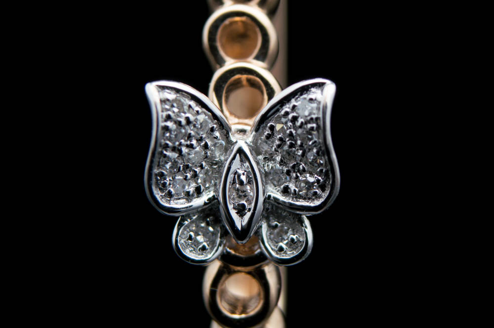 14K Two-Tone Gold and Diamond Butterfly Earrings