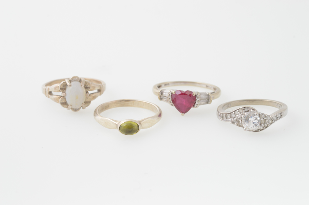 Sterling Silver Ring Selection Featuring Natural Peridot