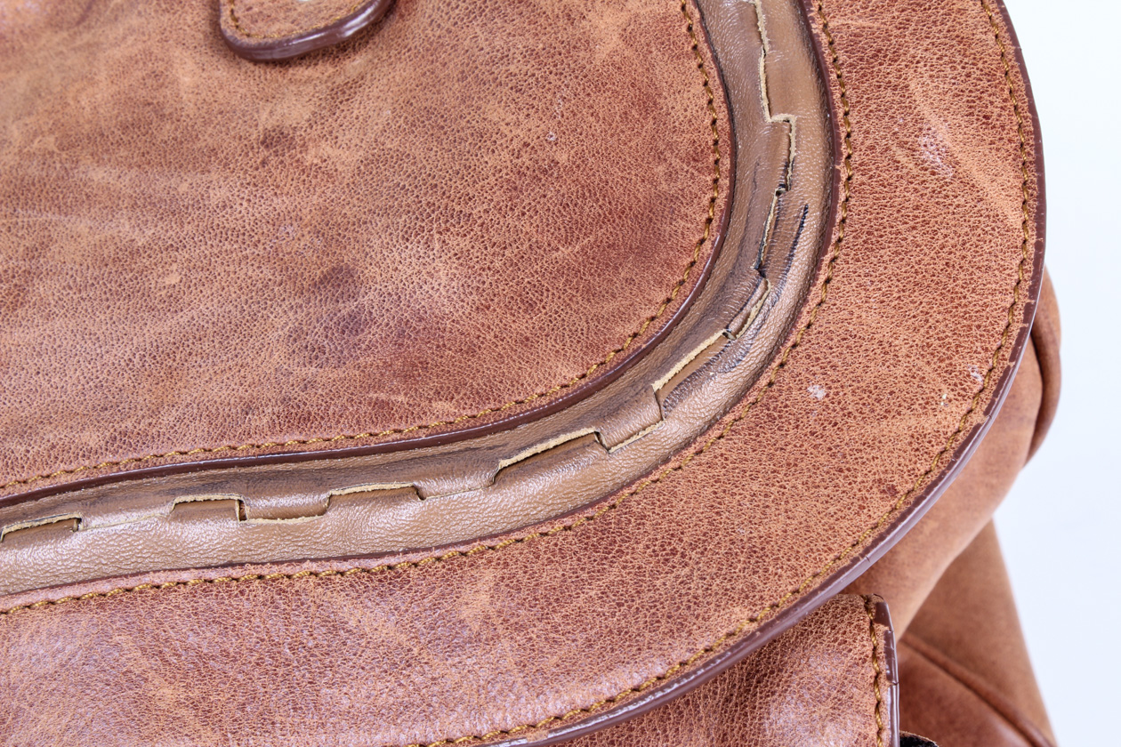 Christian Dior Large Brown Leather Gaucho Double Saddle Bag