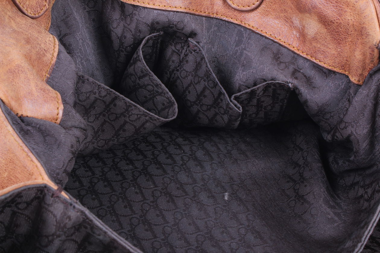 Christian Dior Large Brown Leather Gaucho Double Saddle Bag