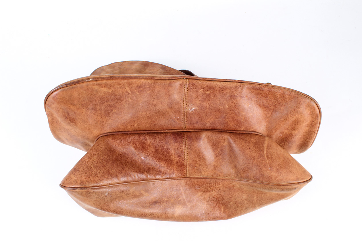 Christian Dior Large Brown Leather Gaucho Double Saddle Bag