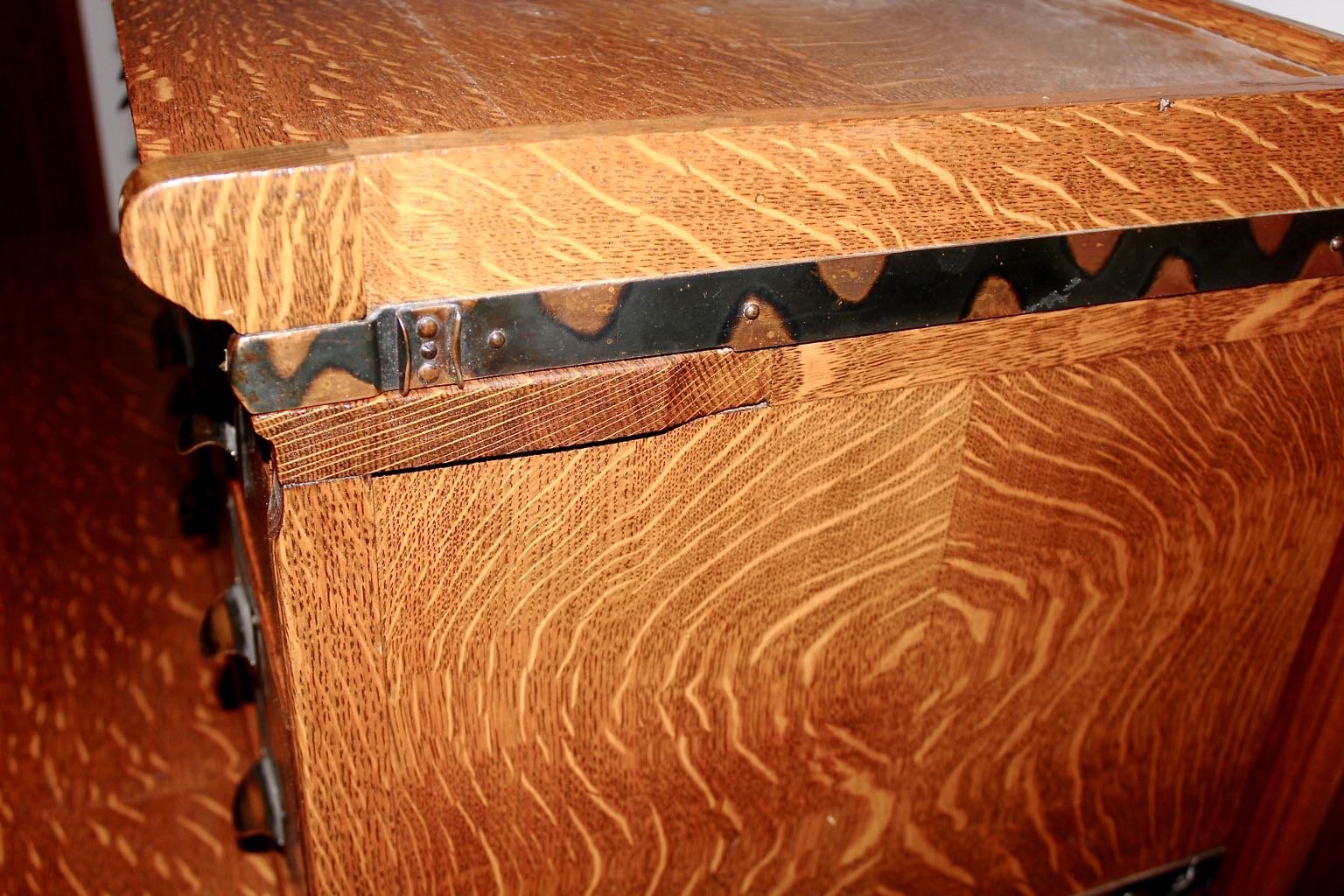 Two Vintage Stacking Oak Flat File Cabinets