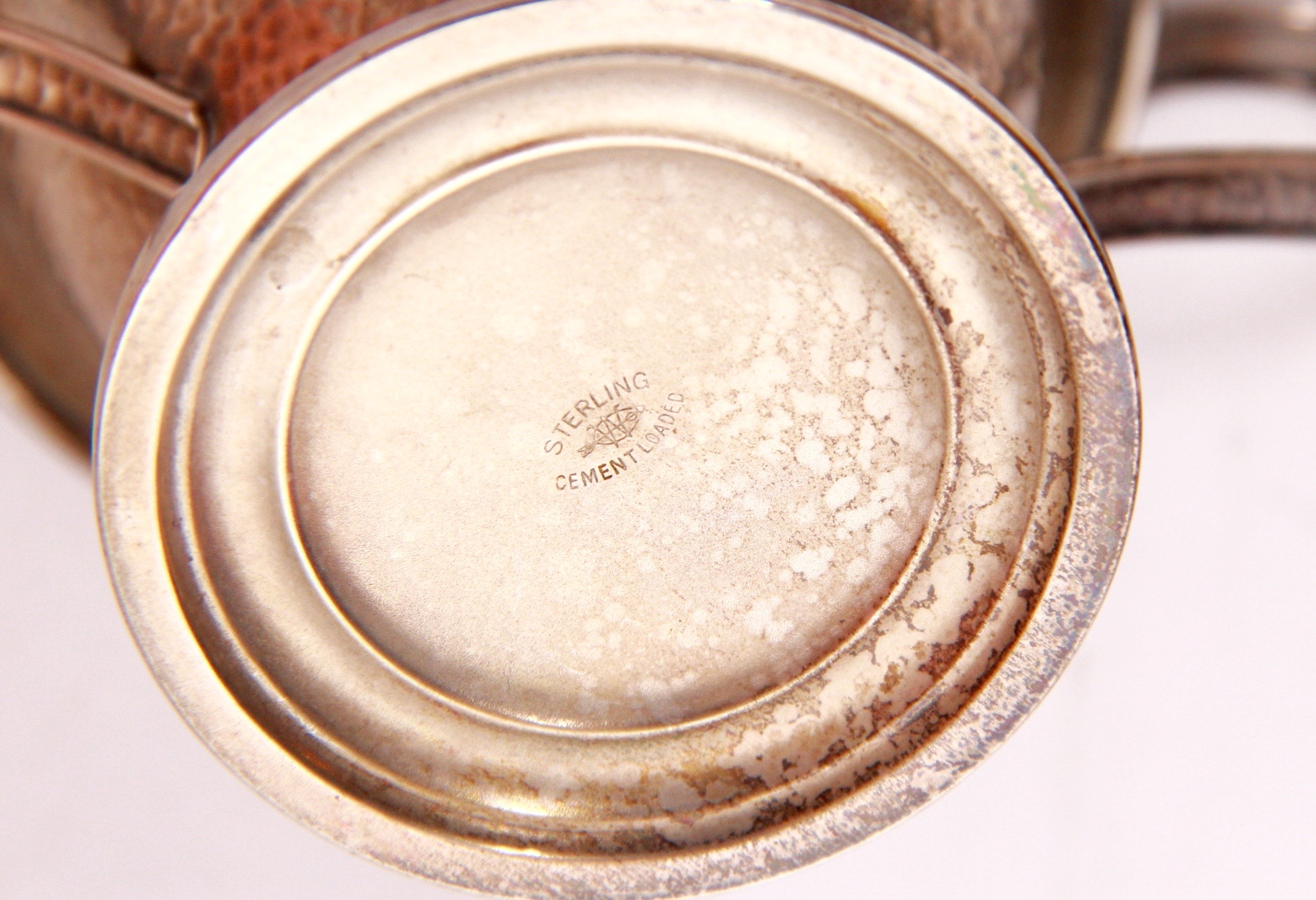 Webster Co. Weighted Sterling Hammered Creamer and Sugar