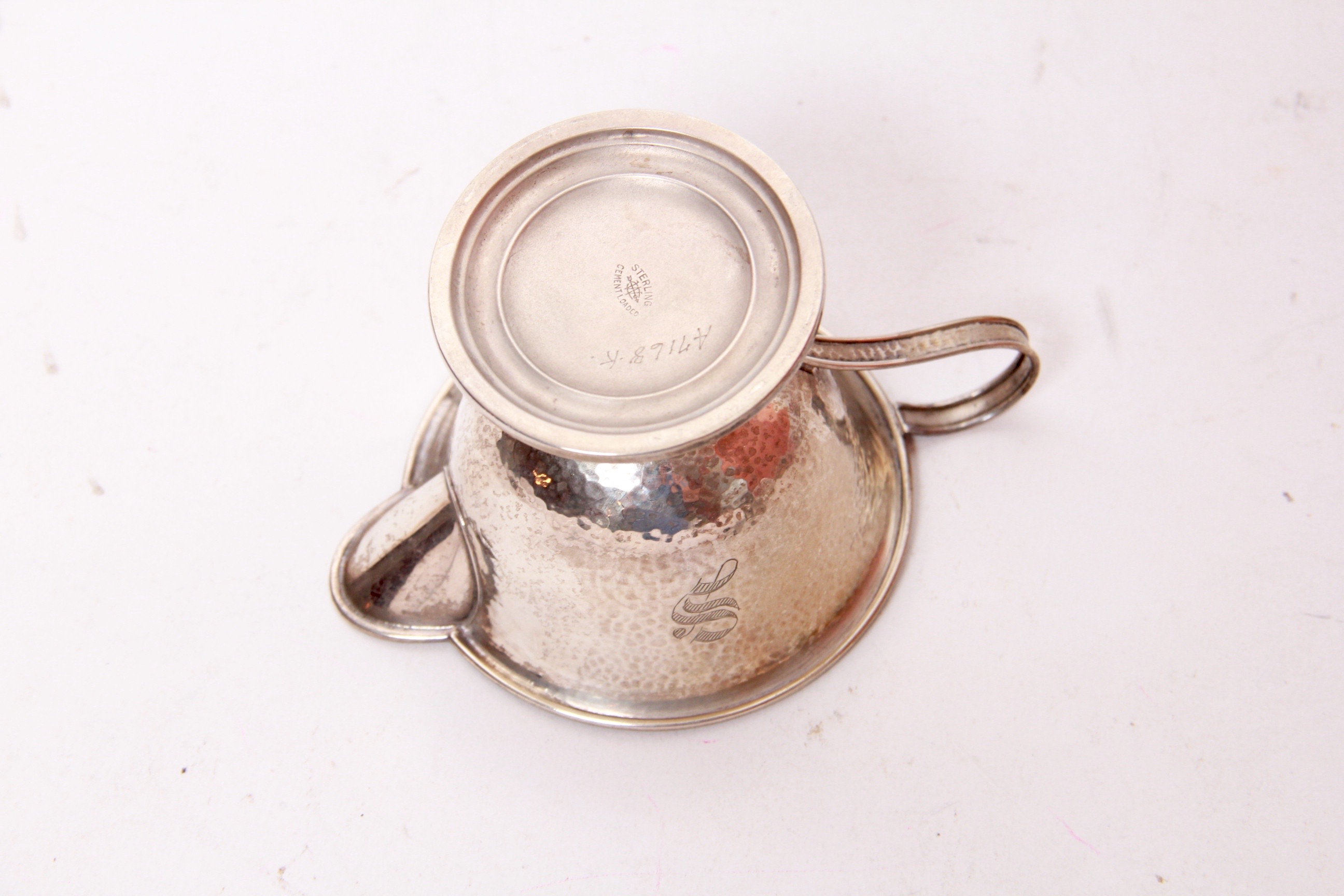 Webster Co. Weighted Sterling Hammered Creamer and Sugar