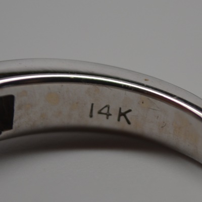 14K White Gold Cubic Zirconia and Princess Diamond Ring