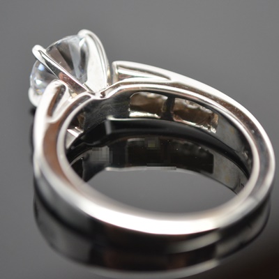 14K White Gold Cubic Zirconia and Princess Diamond Ring