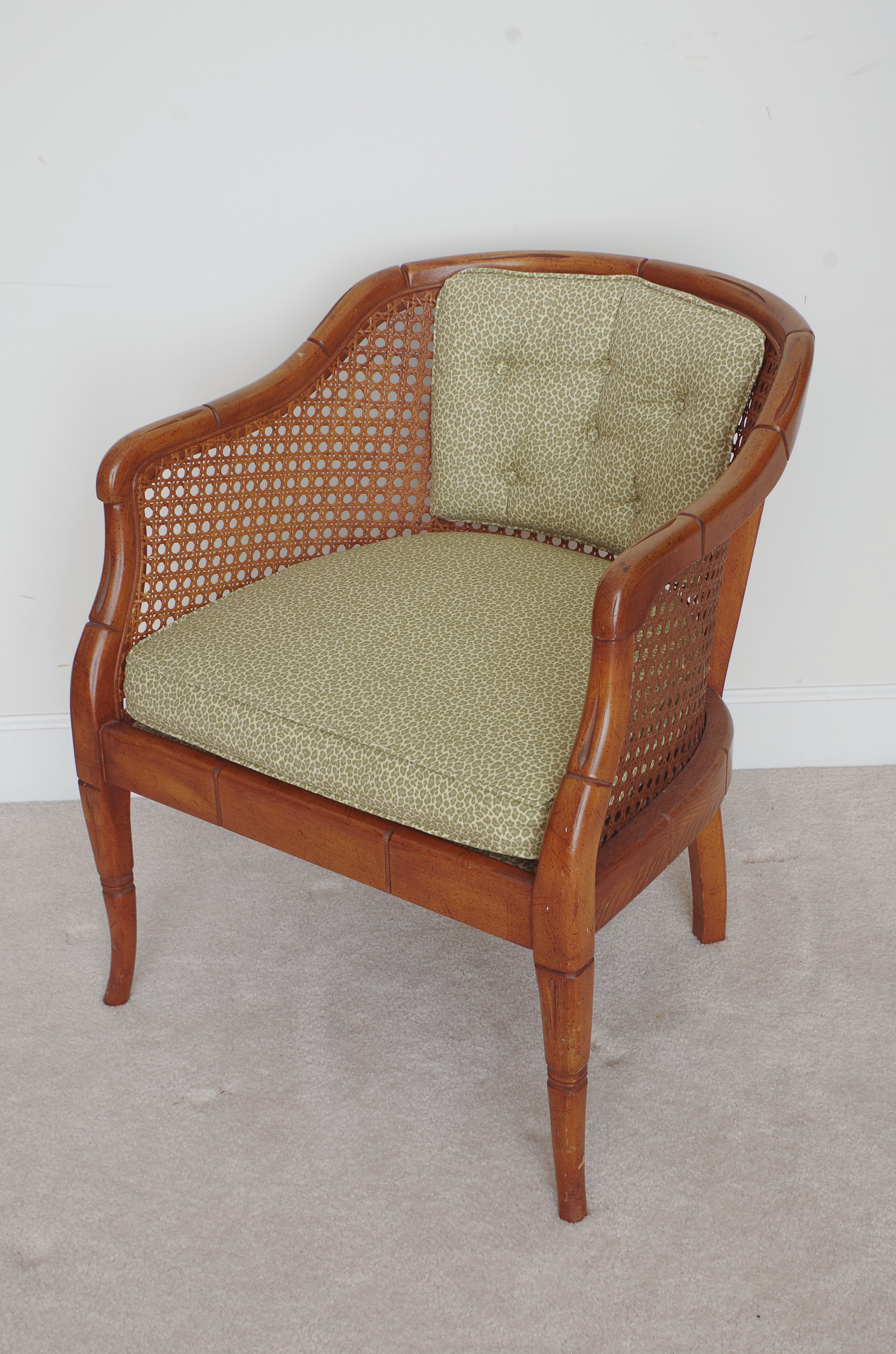 Caned Chairs with Glass Table