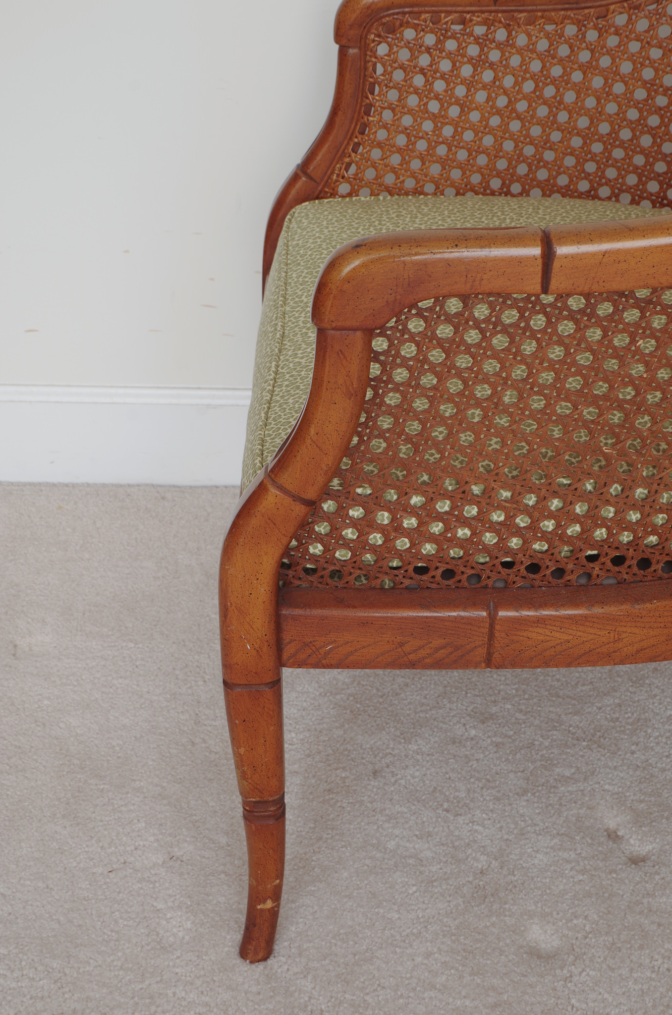 Caned Chairs with Glass Table