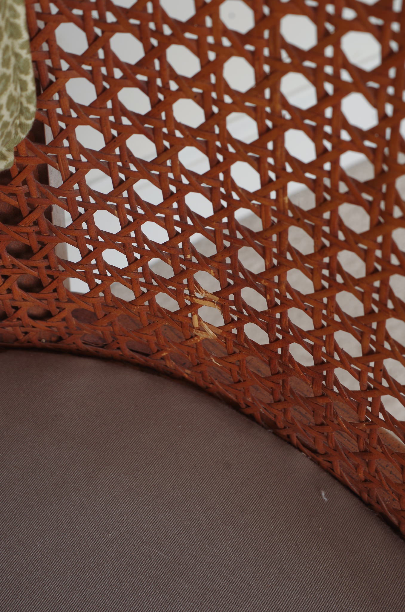 Caned Chairs with Glass Table