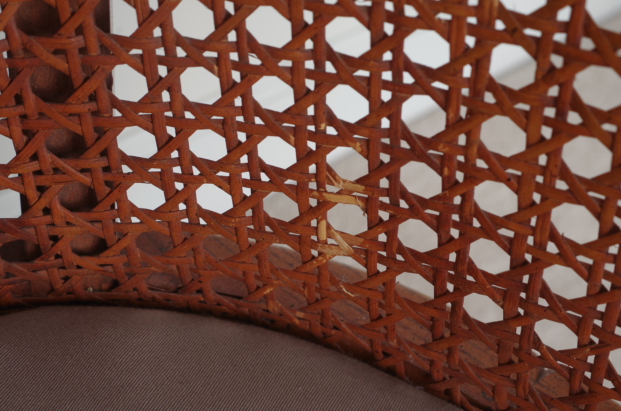 Caned Chairs with Glass Table