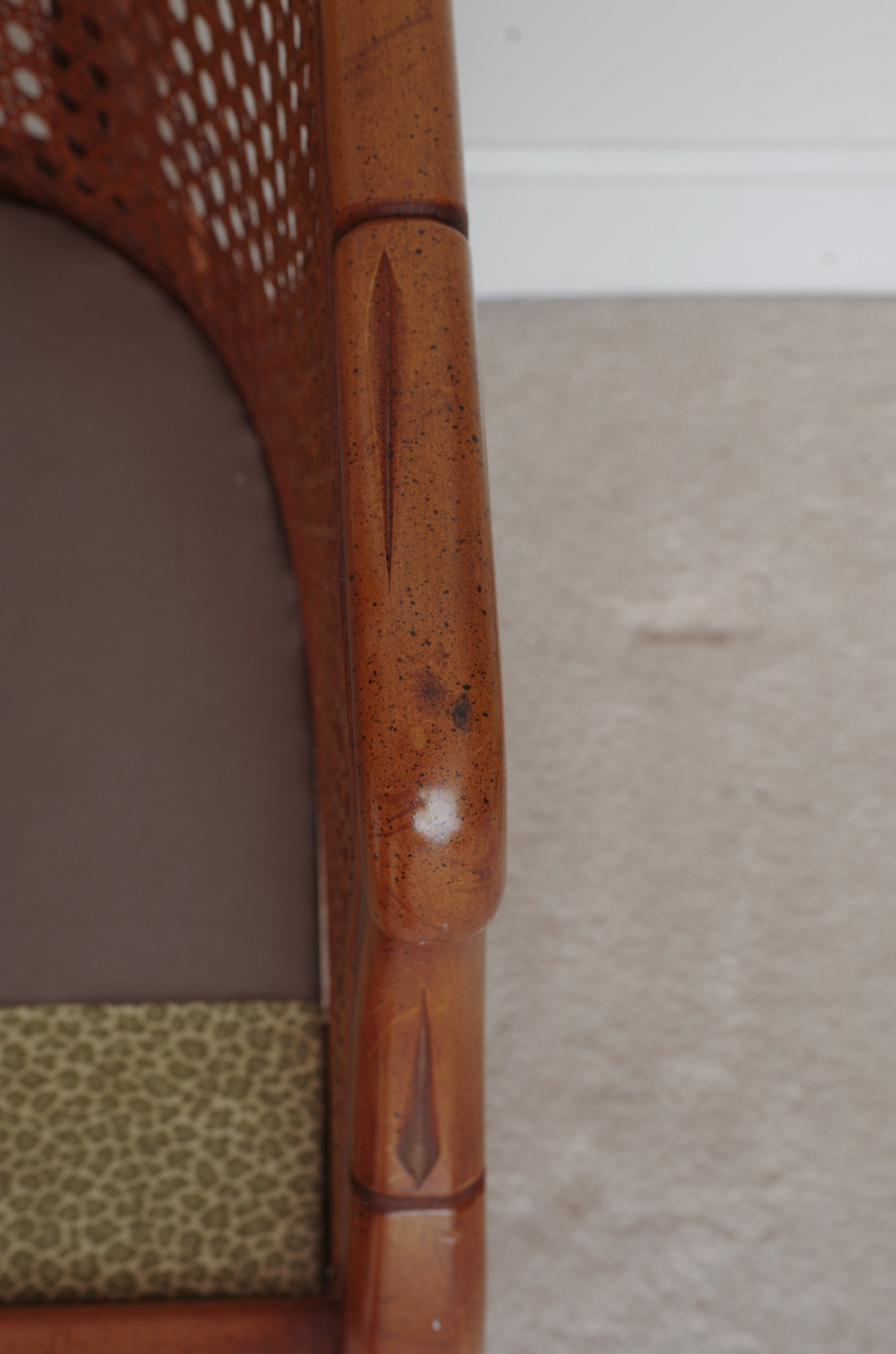 Caned Chairs with Glass Table