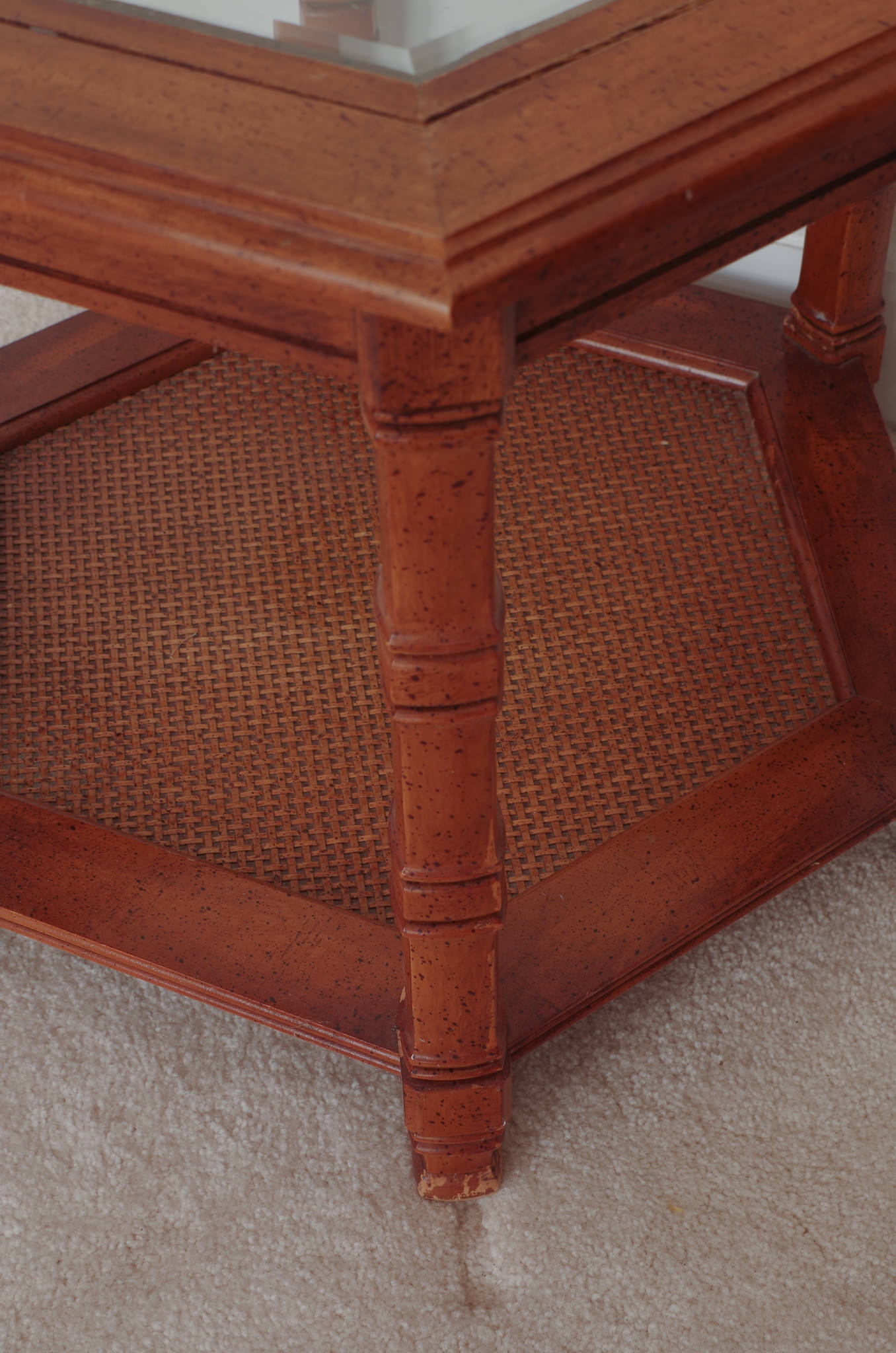 Caned Chairs with Glass Table