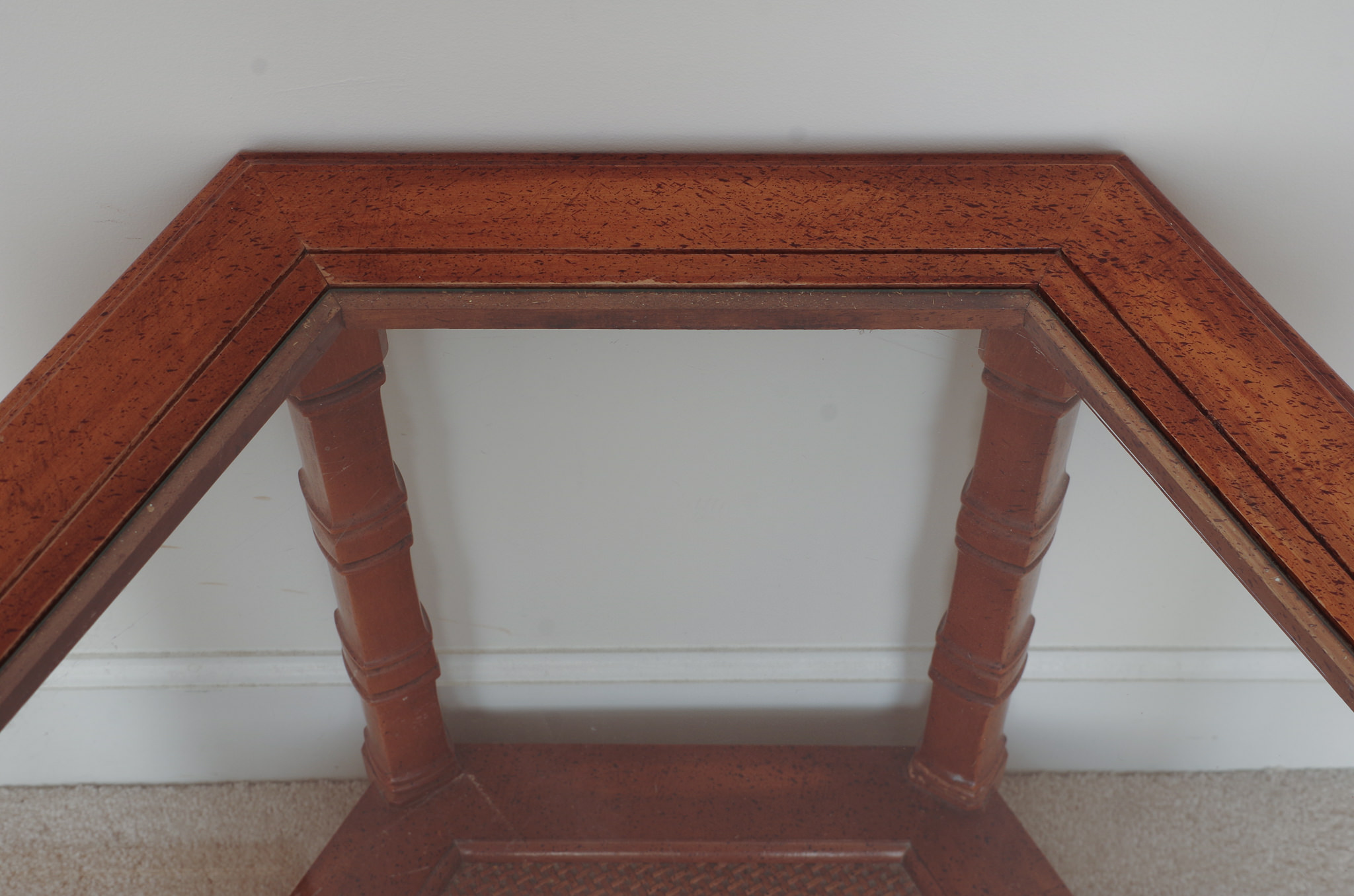 Caned Chairs with Glass Table