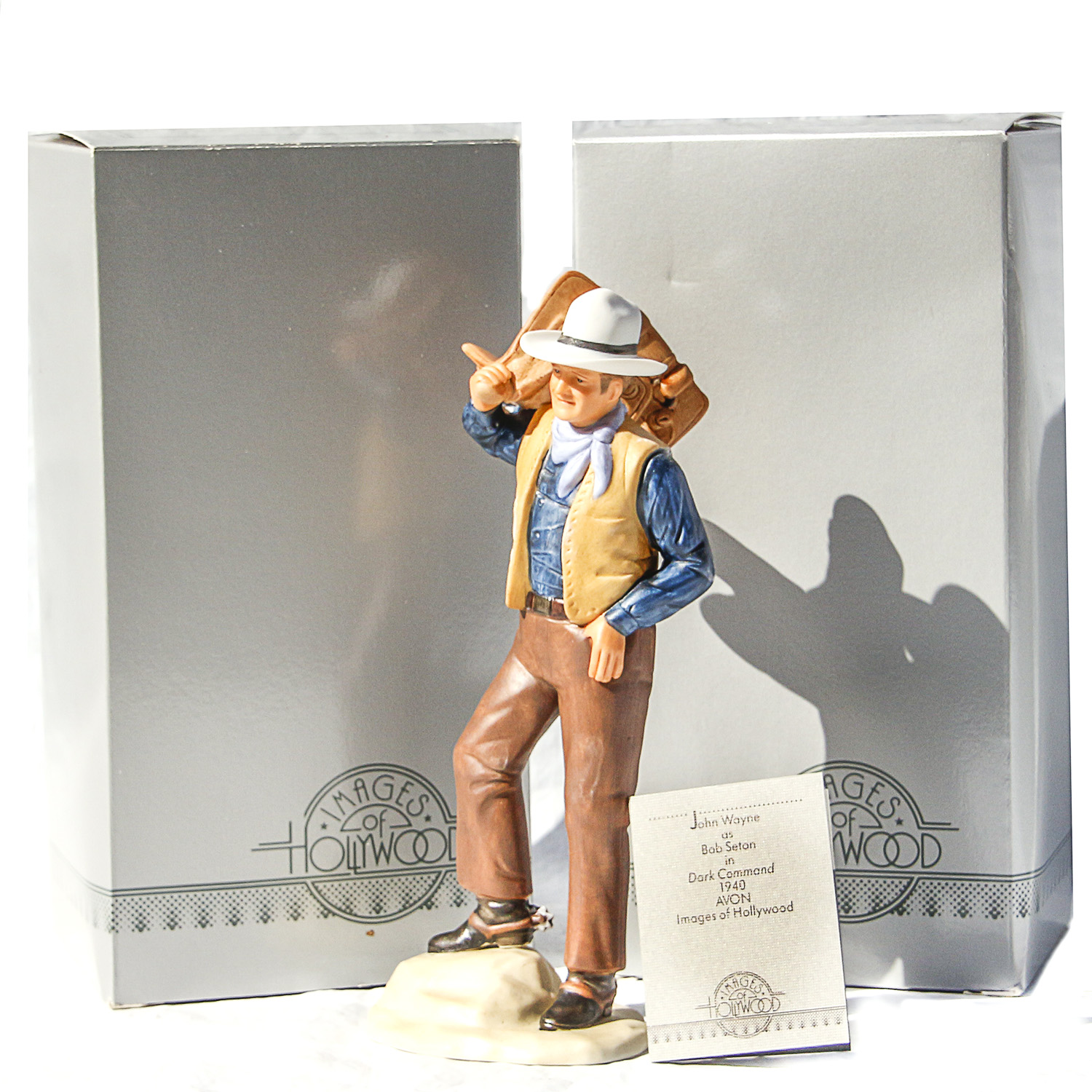 Three Avon "Images of Hollywood" John Wayne Porcelain Figurines