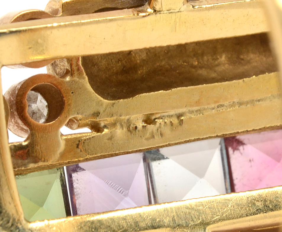 18K Yellow Gold Tourmaline, Amethyst, Aquamarine, Diamond Fashion Ring