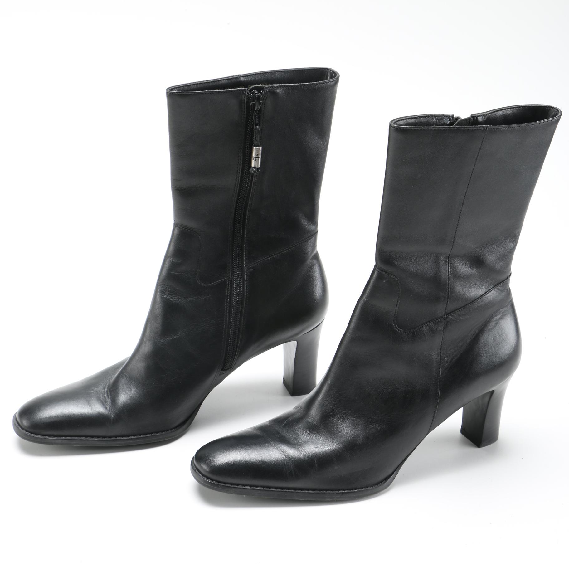 Ralph Lauren Black Leather "Coleen" Boots